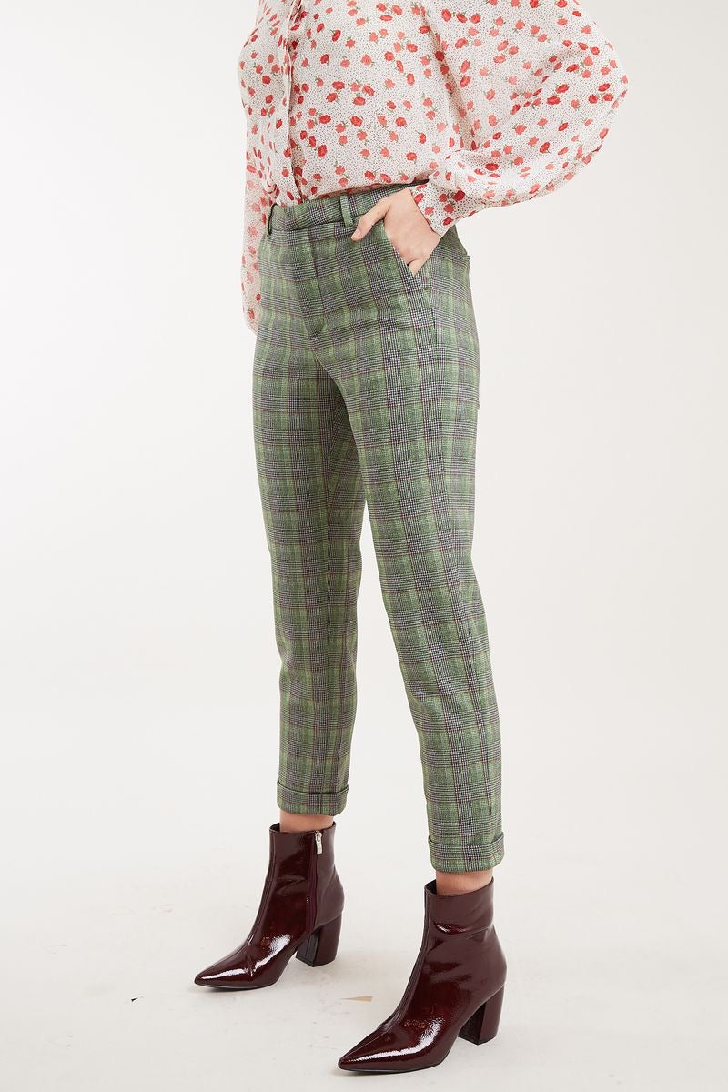 Check cropped hot sale slim trousers