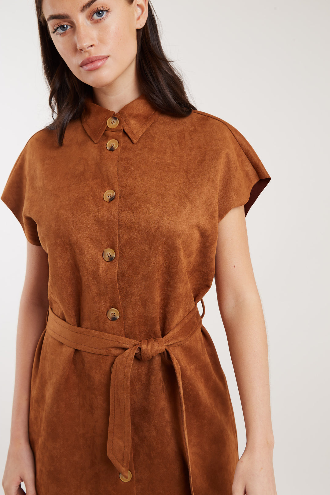 Meikle Faux Suede Midi Shirt Dress – Coastline