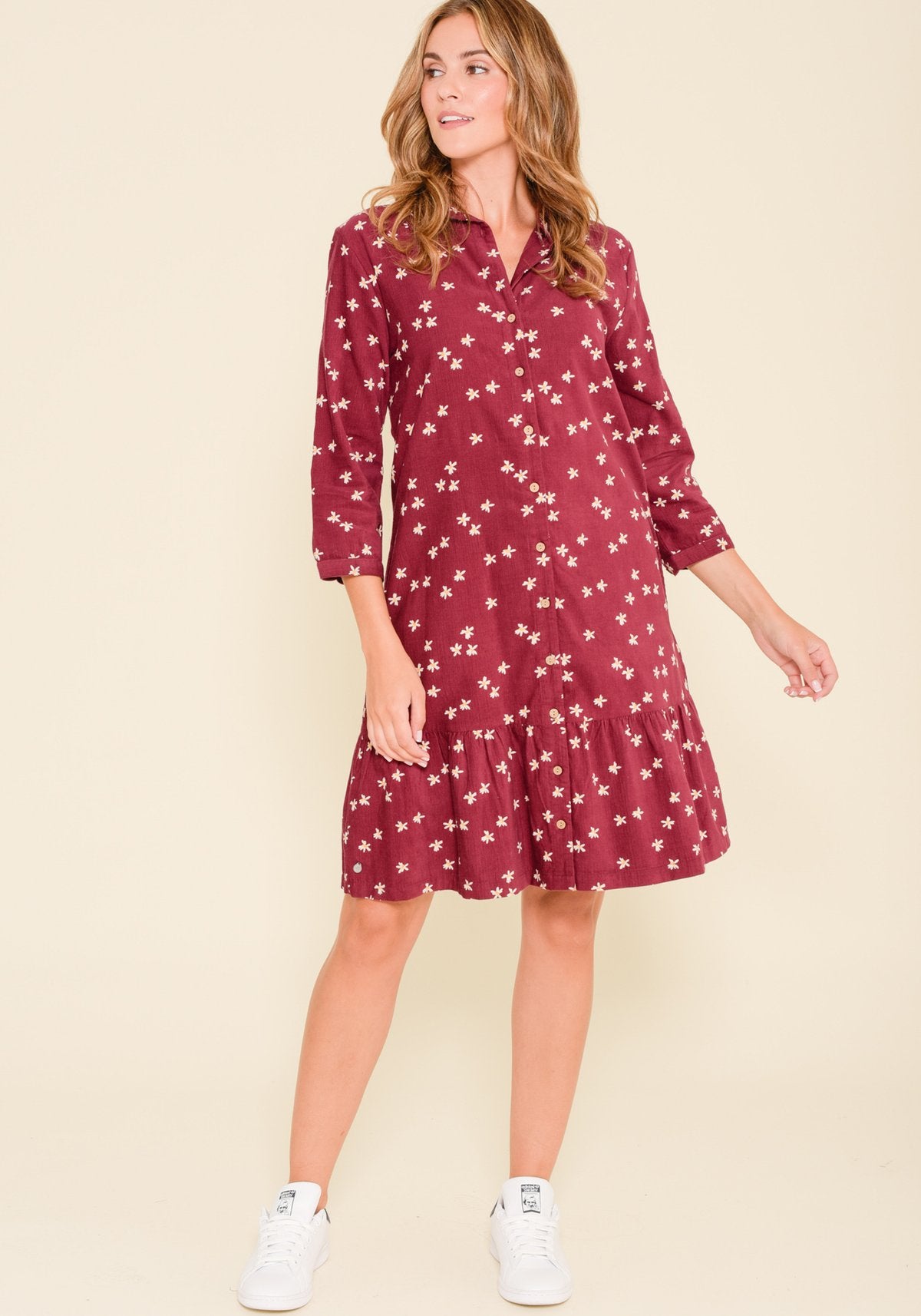 Burgundy Berry Maria Cord Shirt Dress Coastline